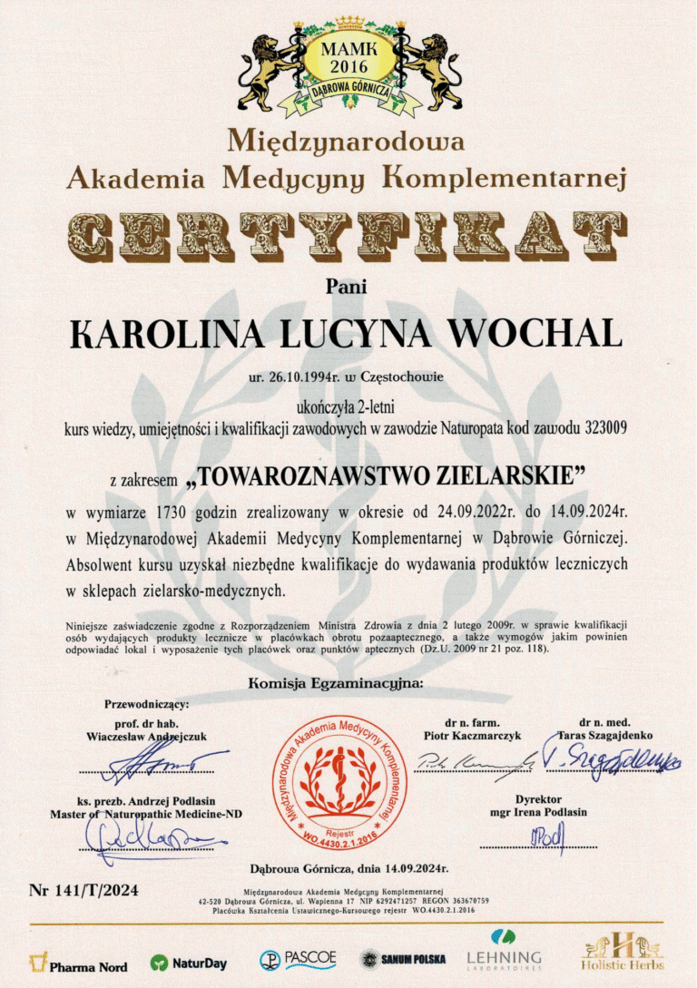 Certyfikat "Towaroznawstwo zielarskie"